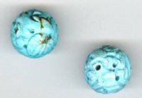 2 12mm "Long Life" Carved Turquoise Beads